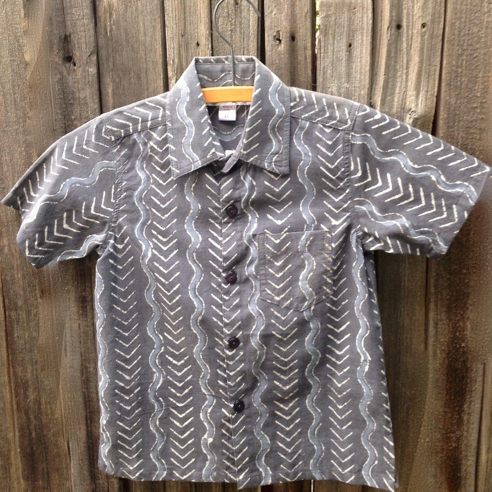 Boys short sleeve button down Batik shirt